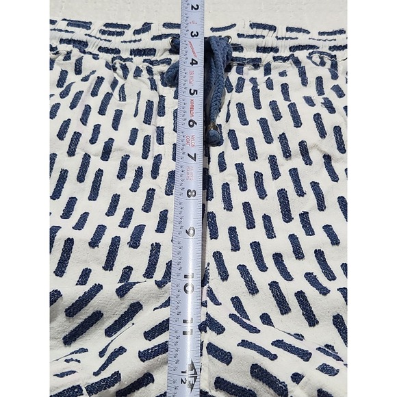 Anthropologie Boho Paper Bag Shorts Women's Large White Blue Striped Tie Belt - Picture 5 of 8